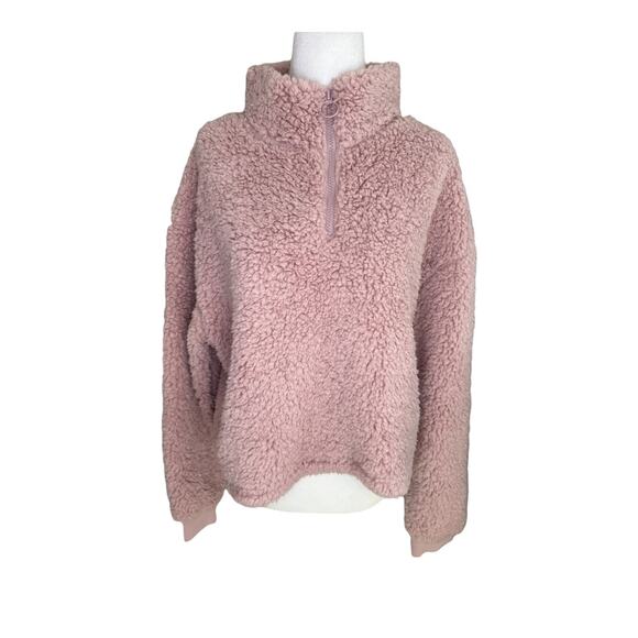 NEW Love Tree Women's Sherpa Fleece Pullover Pink Size Large Half-Zip Casual NWT - Picture 1 of 8